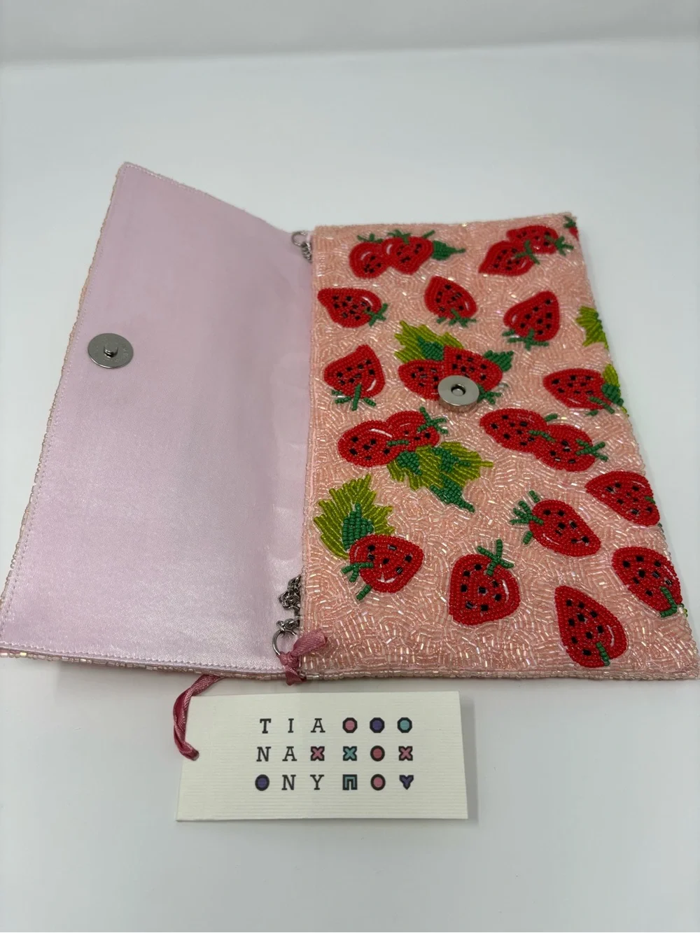 Pink Strawberry Beaded Tianany Clutch